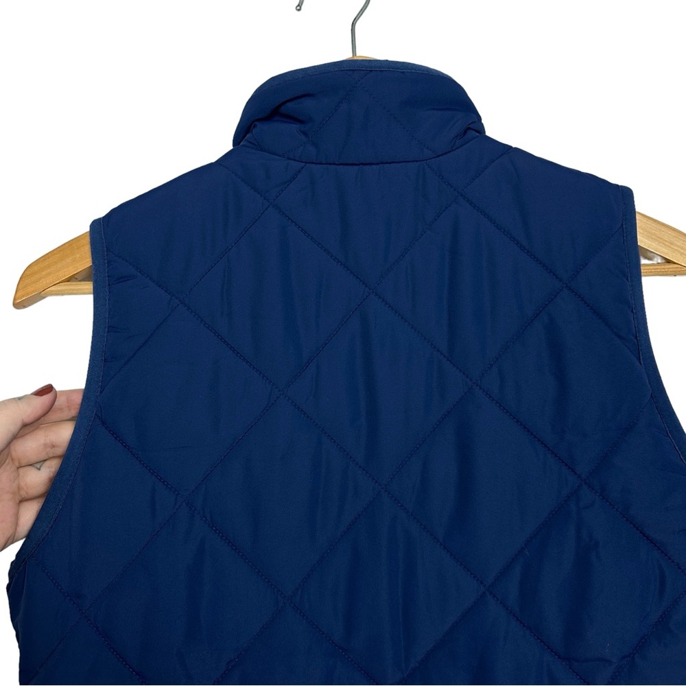 J.Crew Preppy Diamond Quilted Zip Up Mock Neck Preppy Puffer Vest Navy Blue XXS - Picture 8 of 13